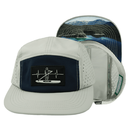 Paddle Board Hat, 5 Panel Hat, Snapback, Gray, Navy, Mens Hat, Womens Hat, Main Picture
