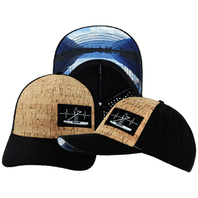 Paddle Board Hat — Baseball Hat Fit, Cork, Black, Laser Mesh