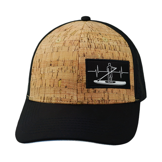 Paddle Board Hat, Baseball Hat, Snapback Hat, Cork, Black, Mens Hat, Womens Hat, Front Picture