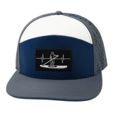 Paddle Board Hat, Flat Bill, Snapback Hat, Charcoal, Navy, White, Mens Hat, Womens Hat, Front Picture