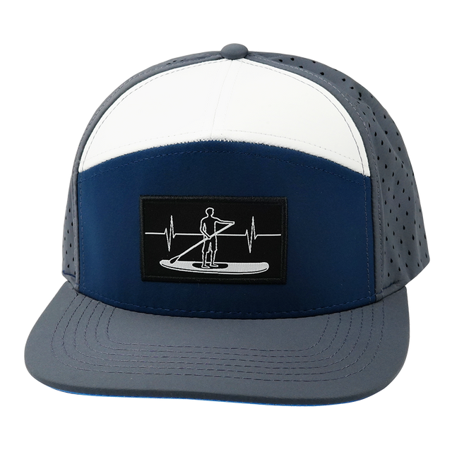 Paddle Board Hat, Flat Bill, Snapback Hat, Charcoal, Navy, White, Mens Hat, Womens Hat, Front Picture