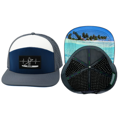 Paddle Board Hat, Flat Bill, Snapback Hat, Charcoal, Navy, White, Mens Hat, Womens Hat, Main Picture