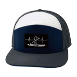 Paddle Board Hat, Flat Bill, Snapback Hat, Charcoal, Navy, White, Mens Hat, Womens Hat, Front Picture