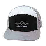 Paddle Board Hat, Flat Bill, Snapback Hat, Gray, Black, White, Mens Hat, Womens Hat, Front Picture