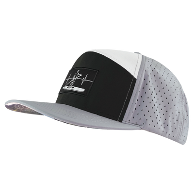 Paddle Board Hat, Flat Bill, Snapback Hat, Gray, Black, White, Mens Hat, Womens Hat, Side Picture