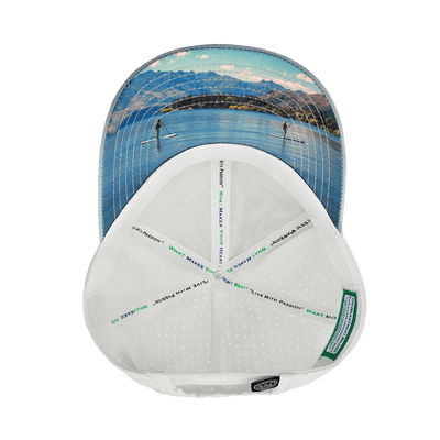 Paddle Board Hat, Low Profile, Ponytail, Snapback Hat, Cork, Gray, White, Mens Hat, Womens Hat, Underbill Picture 