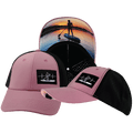 Paddle Board Hat - Low Profile - Ponytail - Dusty Pink / Black - Laser Mesh