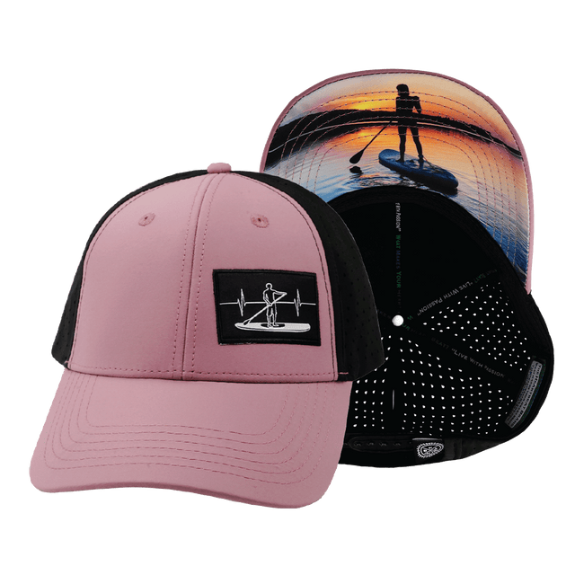 Paddle Board Hat, Low Profile, Ponytail, Snapback Hat, Lavender, Black, Mens Hat, Womens Hat, Main Picture 