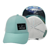 Paddle Board Hat, Low Profile, Ponytail, Snapback Hat, Mint, White, Mens Hat, Womens Hat, Main Picture 