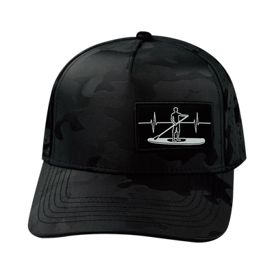 Paddle Board Hat, Trucker Hat, Snapback Hat, Black Camo, Mens Hat, Womens Hat, Front Picture