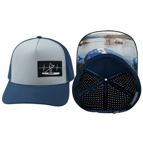 Paddle Board Hat, Trucker Hat, Snapback Hat, Dark Blue, Gray Blue, Mens Hat, Womens Hat, Main Picture