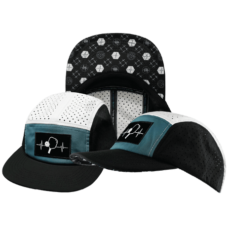 Pickleball Hat, 5 Panel Hat, Strapback, Black, Slate Green, White, Mens Hat, Womens Hat, Main Picture