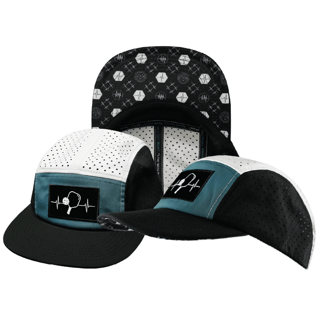 Pickleball Hat, 5 Panel Hat, Strapback, Black, Slate Green, White, Mens Hat, Womens Hat, Main Picture