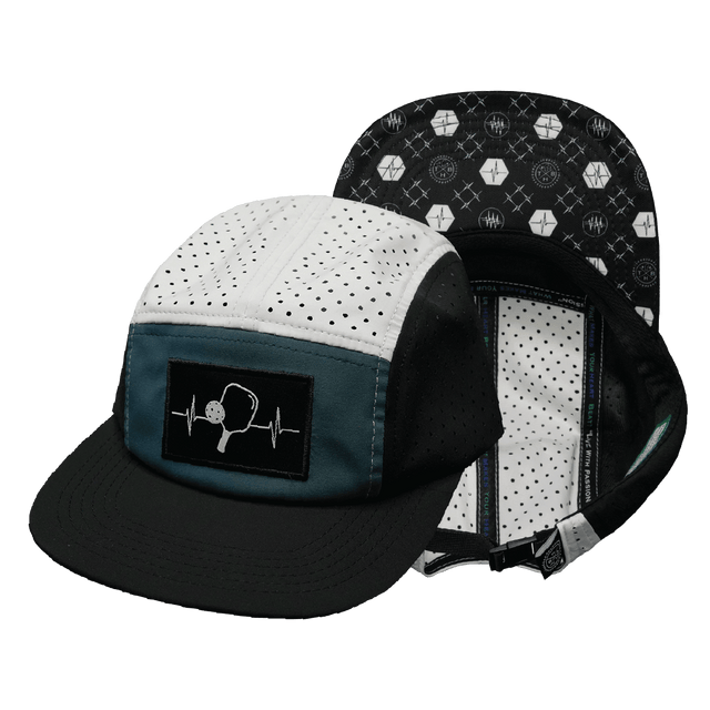 Pickleball Hat, 5 Panel Hat, Strapback, Black, Slate Green, White, Mens Hat, Womens Hat, Main Picture