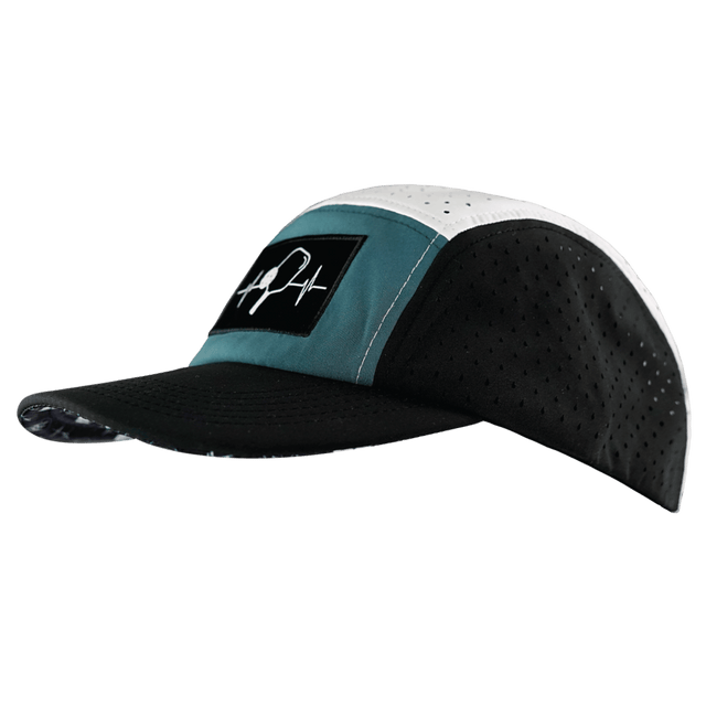 Pickleball Hat, 5 Panel Hat, Strapback, Black, Slate Green, White, Mens Hat, Womens Hat, Side Picture
