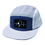Pickleball hat, 5 Panel Hat, Strapback, Gray, Navy, White, Mens Hat, Womens Hat, Front Picture