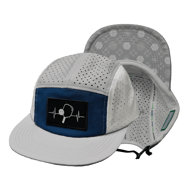 Pickleball hat, 5 Panel Hat, Strapback, Gray, Navy, White, Mens Hat, Womens Hat, Main Picture
