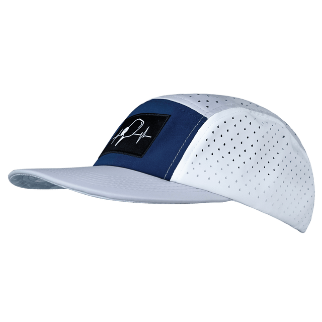 Pickleball hat, 5 Panel Hat, Strapback, Gray, Navy, White, Mens Hat, Womens Hat, Side Picture
