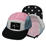 Pickleball hat, 5 Panel Hat, Strapback, Light Blue, Pink, White, Mens Hat, Womens Hat, Main Picture