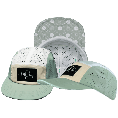 Pickleball hat, 5 Panel Hat, Strapback, Sage, Cream, White, Mens Hat, Womens Hat, Main Picture