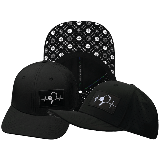 Pickleball Hat, Baseball Hat Fit, Snapback Hat, Black, Mens Hat, Womens Hat, Main Picture 