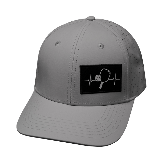 Pickleball Hat, Baseball Hat Fit, Snapback Hat, Light Gray, Mens Hat, Womens Hat, Front Picture 