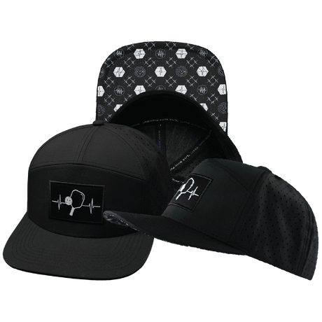 Pickleball Hat, Flat Bill, Snapback, Black, Mens Hat, Womens Hat, Main Picture