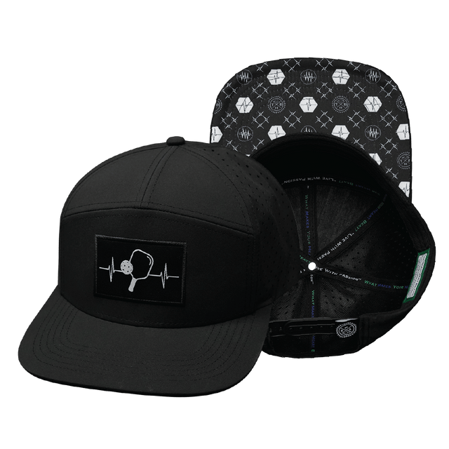 Pickleball Hat, Flat Bill, Snapback, Black, Mens Hat, Womens Hat, Main Picture