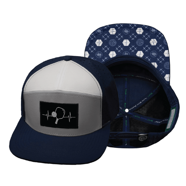 Pickleball hat, Flat Bill, Snapback hat, Navy, Gray, White, Mens Hat, Womens Hat, Main Picture