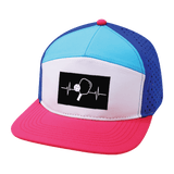 Pickleball Hat, Flat Bill, Snapback Hat, Neon Pink,  White, Neon Blue Green, Blue, Mens Hat, Womens Hat, Front Picture