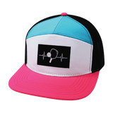 Pickleball Hat, Flat Bill, Snapback Hat, Neon Pink,  White, Neon Blue Green, Black, Mens Hat, Womens Hat, Front Picture 