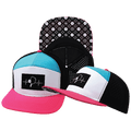 Pickleball Hat - Flat Bill - Neon Pink / White / Neon Blue Green / Black - Laser Mesh