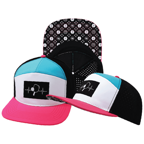Pickleball hat, Flat Bill, Snapback hat, Neon Pink, White, Neon Blue Green, Black, Mens Hat, Womens Hat, Main Picture