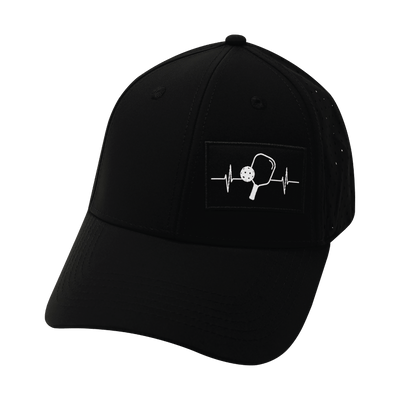Pickleball Hat, Low Profile, Ponytail, Snapback Hat, Black, Mens Hat, Womens Hat, Front Picture 