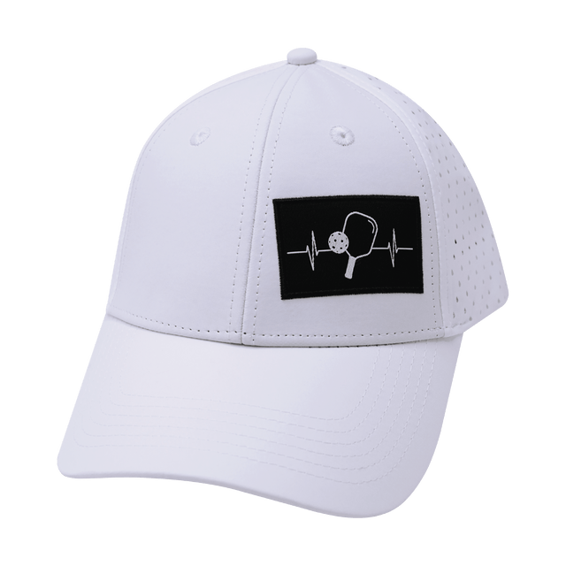 Pickleball Hat, Low Profile, Ponytail, Snapback Hat, White, Mens Hat, Womens Hat, Front Picture 