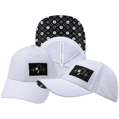 Pickleball Hat — Low Profile, Ponytail, White, Laser Mesh