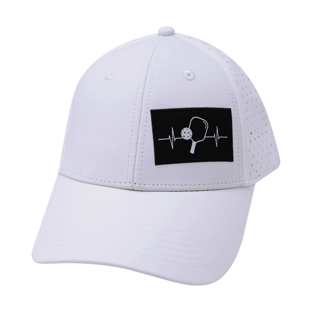 Pickleball hat, Low Profile, Ponytail Snapback Hat, White, Mens Hat, Womens Hat, Front Picture