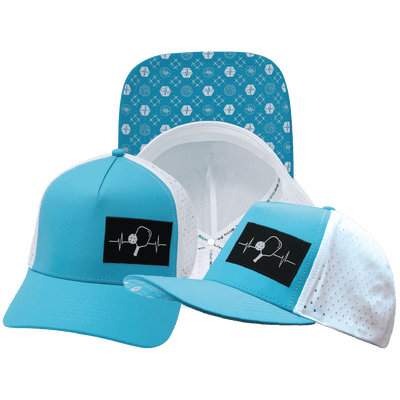 Pickleball Hat Trucker Hat — Neon Blue Green / White, Laser Mesh