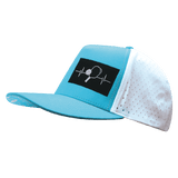 Pickleball Hat, Trucker Hat, Snapback Hat, Neon Blue Green, White, Mens Hat, Womens Hat, Side Picture