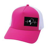 Pickleball Hat, Trucker Hat, Snapback Hat, Neon Pink, White, Mens Hat, Womens Hat, Front Picture