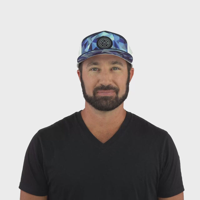 **ADULT** Color Vibes Hat - Flat Bill - Geo Blue - Navy / White - Laser Mesh