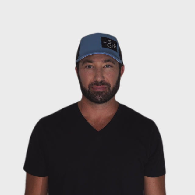 Golf Hat - Low Profile - Ponytail - Baby Blue / Black - Laser Mesh