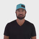 Pickleball Hat - Trucker Hat - Neon Blue Green / White - Laser Mesh