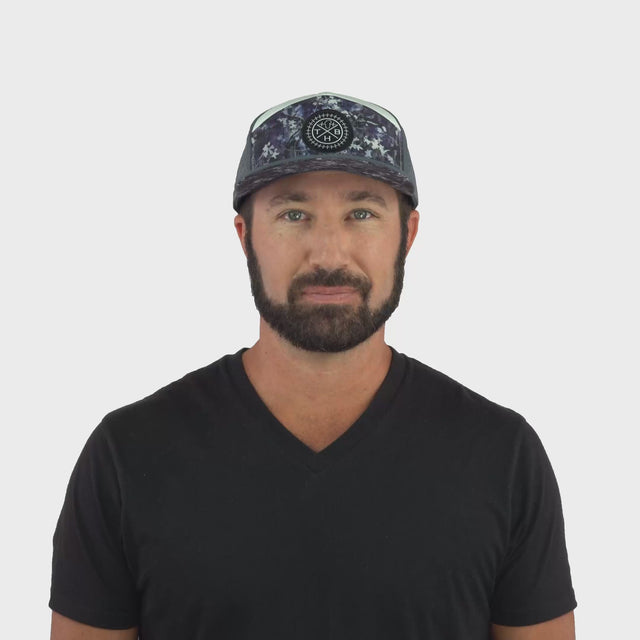 **ADULT** Color Vibes Hat - Flat Bill - Blue Fall Camo - Charcoal / White - Laser Mesh