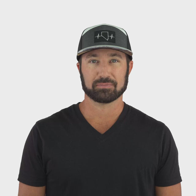 Nevada Hat - Flat Bill - Gray / Charcoal / White / Black - Laser Mesh