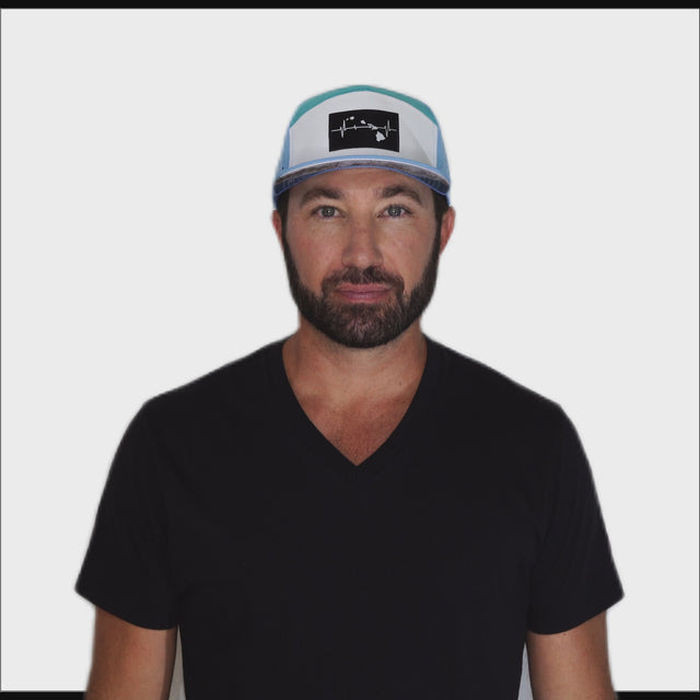 Hawaii Hat - Flat Bill - Light Blue / White / Turquoise - Laser Mesh