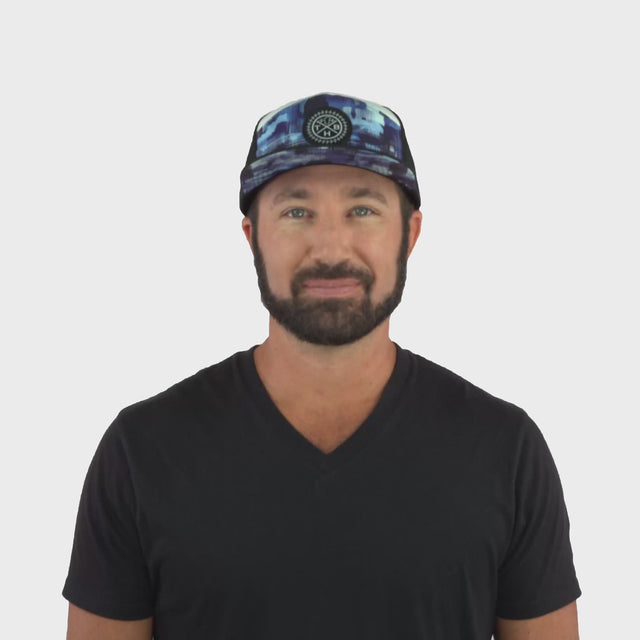 **ADULT** Color Vibes Hat - Flat Bill - Artist Storm - Black / White - Laser Mesh