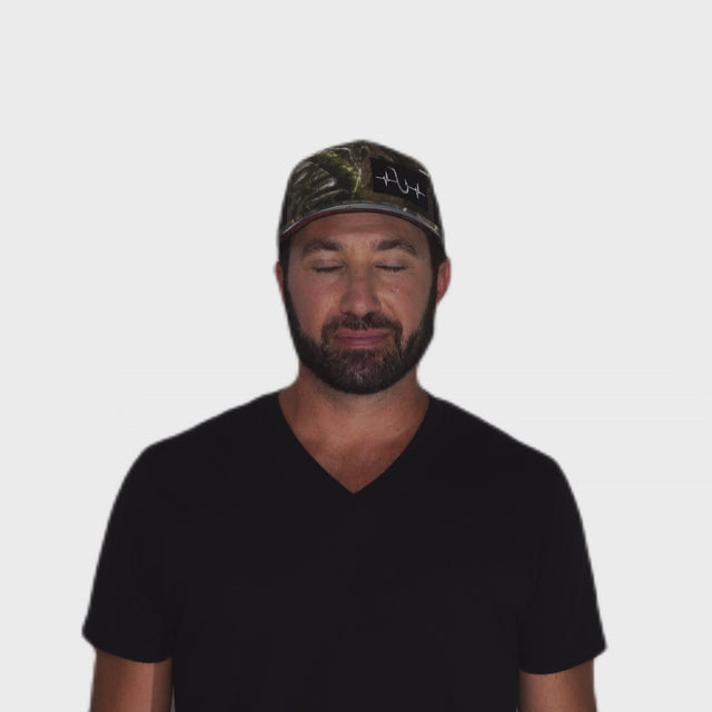 Fishing Hat - Baseball Hat Fit - Maple Leaf Camo / Black - Laser Mesh