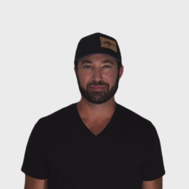 Mountains Hat - Baseball Hat Fit - Black - Laser Mesh