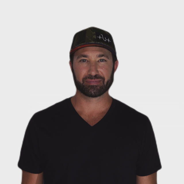 Fishing Hat - Baseball Hat Fit - Tan Tree Camo / Black - Laser Mesh